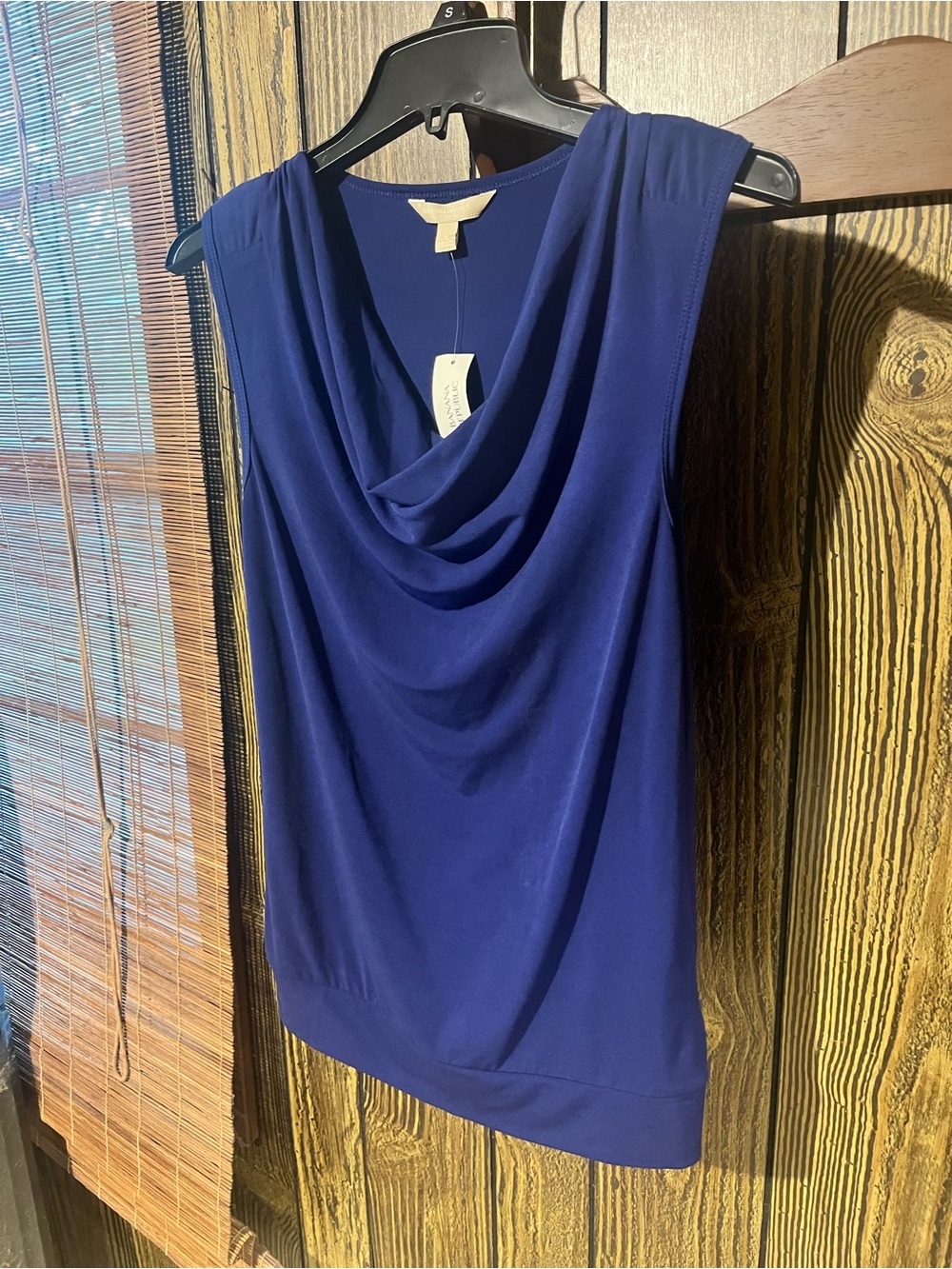 Banana Republic Draped Cowl Neck Sleeveless Top - Blue - Picture 3 of 5